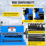 Amocart Electric Wire Stripping Machine 370W 1.5mm-38mm Cable Stripper Peeling 11 Channels & 10 Blades Removing Plastic Rubber