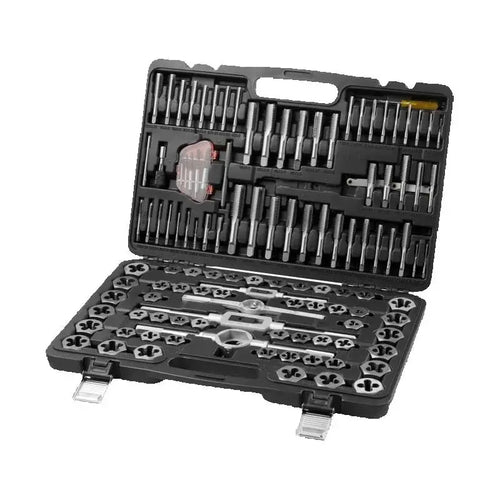 Amocart 116-Piece Tap and Die Set Include Metric and SAE Size Bearing Steel Taps and Dies Essential Threading Tool