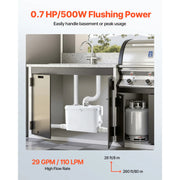 Charger l'image dans la visionneuse de galerie, SucceBuy Macerator Pump 500W 29 GPM Flow 26ft/8m Head Sewerage Toilet Pump for Kitchen, Basement, Shower, Sink, Laundry, Bathtub
