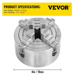 SucceBuy 4-Jaw Lathe Chuck K72-125 125 mm / K72-100 100 mm  Reversible Jaw Metal Lathe Chuck Turning Machine Accessories