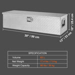 Amocart Heavy Duty Aluminum Truck Bed Tool Box, Diamond Plate Tool Box with Side Handle and Lock Keys for Pickup, Truck Bed, RV
