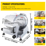 Charger l'image dans la visionneuse de galerie, Amocart Meat Slicer 200W/240W/320W/340W Electric Deli Food Slicer Adjustable Thickness for Commercial Home Use Cut Meat Cheese
