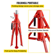 Bild in Galerie-Viewer laden, Amocart Pipe Holding Stand with Roller Head V-Head Folding Tripod Jack 12 inch Capacity Pipe working Supporting Clamped Tool
