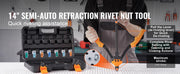 Bild in Galerie-Viewer laden, Amocart Rivet Nut Tool Rivnut Tool Kit Metric and SAE Mandrels 70PCS/186PCS Rivet Nuts With Rugged Carrying Case
