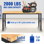 Amocart 2000 lbs Adjustable Garage Workbench 48/61" L x 20" W Work Table with 28.3"-38.1" Height & Hardwood Top for Office Home