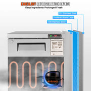Charger l'image dans la visionneuse de galerie, Amocart 28in 48in Undercounter Worktop Refrigerator Stainless Steel Refrigerated Food Prep Station Fan Cooling for Bar

