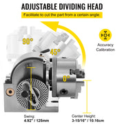 Bild in Galerie-Viewer laden, Amocart Dividing Head Precision Semi Universal BS-0 5" / 4" 3-Jaw Indexing Head Tailstock &amp; Chuck for Drilling Milling Grinding
