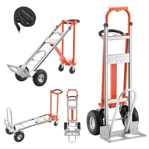 Amocart 1000 lbs 4 in 1 Hand Truck Convertible Dolly with Non-Slip Handle Aluminum Alloy Portable Trolley for Moving Home