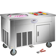 Charger l'image dans la visionneuse de galerie, Amocart Commercial Fried Ice Cream Roll Machine w/ 6 Buckets Single Square Pan Stainless Steel Home Ice Cream Porridge Maker
