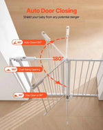 Amocart Baby Gate 28/30/36 Inches High Dog Gate Easy Step Walk Thru Child Pet Security Pressure Mount Kit Wall Cups Doorways