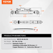 Charger l'image dans la visionneuse de galerie, Amocart Hydraulic Top Link Cat.1-1 Hydraulic Cylinder with 2 Hoses&amp;G3/8" Check Valve High-Sealing Check Valve Easy Installation
