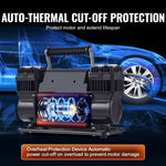 Amocart Tire Inflator Compressor 6-10 CFM Heavy Duty Air Compressor Dual-Cylinder 150PSI Air Pump with Adapters for Trucks Car