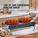 SucceBuy 16inch Electric Crepe Maker Double Head Commercial Crepe Machine 3400W Flat Plate Crepe Griddle Nonstick Pancake Stove