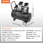 Bild in Galerie-Viewer laden, Amocart Air Compressor 750W/1450W/3000W Oil Free Air Compressor Quiet Portable Compressor Pump for Auto Repair Tire Inflation
