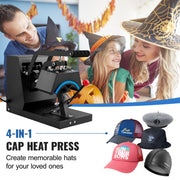 Bild in Galerie-Viewer laden, Amocart Hat Heat Press 4 in1 Cap Heat Press Machine 6x3inches Clamshell Transfer LCD Digital Timer Temperature Control
