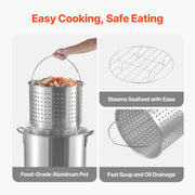 Charger l'image dans la visionneuse de galerie, Amocart 60/80/100Qt Seafood Boiling Kit with Strainer Cooking Set for Crab Crawfish Boiling Aluminum Stockpot with Steamer Rack
