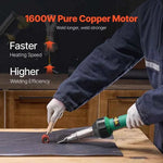 Amocart 1600W Plastic Welding Gun Hot Air Plastic Welder Pistol PVC TPO Vinyl Heat Gun Welding Torch Kit W/ for PP/PE/PVC Sheet