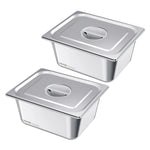 Amocart 2 4 6 Pack Stainless Steam Hotel Pan 1/2 Size Table Steam Pan Anti Jam Restaurant Supplies Rustproof Catering Storage