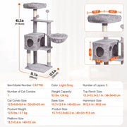 Bild in Galerie-Viewer laden, Amocart Cat Tree for Indoor Cats Cat Tower with Cat Condo Sisal Scratching Post HammockTop Perch Jumping Platforms Dark Grey
