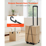 SucceBuy Folding Hand Truck 110lbs Capacity Collapsible Luggage Cart w/ 2Wheels&1 Elastic Rope Utility Dolly Platform Cart Black