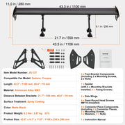 Charger l'image dans la visionneuse de galerie, Amocart GT Wing Car Spoiler 43.3 inch Universal Spoiler with Single Deck Adjustable weight Aluminum Car Rear Spoiler Wing
