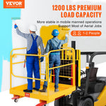SucceBuy 1200lbs Forklift Safety Cage Folding Security Platform with Lockable Swivel Wheels Holds 1 to 2 Adults for Aerial Work