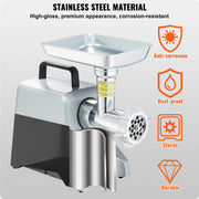 Charger l'image dans la visionneuse de galerie, Amocart Electric Meat Grinder 5 Lb/Min Industrial Meat Mincer with Blade Grinding Plate Sausage Stuffing Blade and 3 Tubes
