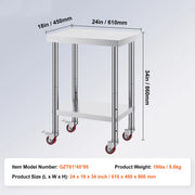 Charger l'image dans la visionneuse de galerie, Amocart Stainless Steel Kitchen Worktable shelves Commercial Work Bench Table with Caster Wheels for Home Restaurant Storage
