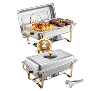 Bild in Galerie-Viewer laden, Amocart 8 Qt 2 4 Pack Chafing Dish Buffet Set Stainless Steel Chafer with 4 Full Size Pans Rectangle Catering Warmer Server

