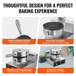 Amocart Commercial Waffle Maker 1230W Round Waffle Baker Machine Non-Stick Stainless Steel Belgian Waffle Iron w/ TIme Control