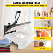 Charger l'image dans la visionneuse de galerie, Amocart Heat Press Machine 15"x15"/ 16"x20" /16"x24" Sublimation Printer Manual Clamshell Transfer on DIY T-shirt Pillow
