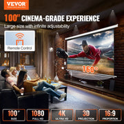 Charger l'image dans la visionneuse de galerie, Amocart Electric Motorized Projector Screen 100in16:9 4K 1080 HD Wall Mount Movie Screen for Family Home Office Movie Theater
