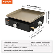 Bild in Galerie-Viewer laden, Amocart 18/24inch Propane Gas Tabletop Griddle with Hot-rolled Plate Carbon Steel  Portable Table Top Griddle Grill for Camping
