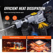 Charger l'image dans la visionneuse de galerie, Amocart Electric Heavy Demolition Jack Hammer 1400W 2pcs Chisels Bits Chipping with Case 2900 BPM Concrete Breaker Gloves Black
