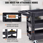 with 360°Swivel Wheels Ergonomic Storage Handle for Warehouse/Garage/Cleaning Amocart 2/3 Shelf Utility Service Cart Heavy Duty