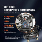 Amocart 7HP/15HP Gas Power Air Compressor 10/20/30 Gallon Air Compressor Tank 115PSI Max Pressure for Construction Workshop