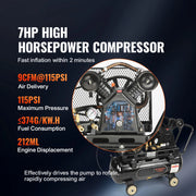 Bild in Galerie-Viewer laden, Amocart 7HP/15HP Gas Power Air Compressor 10/20/30 Gallon Air Compressor Tank 115PSI Max Pressure for Construction Workshop
