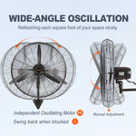 SucceBuy 4 Sizes Wall-Mount Misting Fan 3-speed IP44 Waterproof Oscillating Wall Fan Max. 9500 CFM Wall Mounted Fan for Home