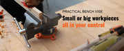 Charger l'image dans la visionneuse de galerie, Amocart Bench Vise 4.5" 6" 6.5" Multipurpose, Swivel Base &amp; Anvil Heavy Duty Cast Iron for Drilling, Conduit Cutting, Sanding

