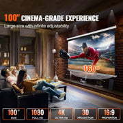 Charger l'image dans la visionneuse de galerie, Amocart Manual Pull Down Projector Screen 100 inch 16:9 4K 1080 HD Retractable Projector Screen for Family Home Office Theater
