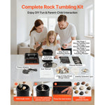 Amocart Rock Tumbler Kit Rock Polishing Kit 4 Speed Settings 9-Day Polishing Timer Stone Polishing Kit Rock Polisher
