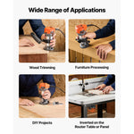 SucceBuy Wood Router 1HP 710W Variable Speed Palm Router Tool with Soft Start Fixed Base &1/4-Inch Collet for Woodworking Corded