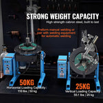 Amocart Rotary Welding Positioner 50KG 0-90° Welding Positioning Turntable Table 0.5-6RPM 120W with 12.4 Inch 3-Jaw Lathe Chuck