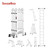 Charger l'image dans la visionneuse de galerie, Amocart Multi-Purpose Folding Ladder 7-in-1 Tall Step Ladder A Frame Adjustable Telescoping for Household Outdoor Work
