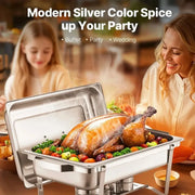 Charger l'image dans la visionneuse de galerie, 【Premium】Amocart 8QT Rectangle Chafing Dish 2/4/6 Packs w/ Full Size Pans Buffet Catering Warmer Server Folding Stand Fuel Hold
