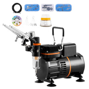 Bild in Galerie-Viewer laden, Amocart Airbrush Kit, Dual Fan Air Compressor Professional Airbrushing System Kit Airbrushes Mixing Wheel Cleaning Brush Set
