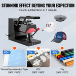 Amocart Hat Heat Press 4 in1 Cap Heat Press Machine 6x3inches Clamshell Transfer LCD Digital Timer Temperature Control