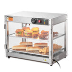SucceBuy 2-Tier Commercial Food Warmer Display 800W Display Warmer 86℉~185℉Temperature 58L Hamburger Pizza Bread Fried Chicken