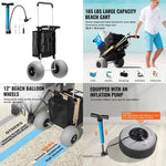 SucceBuy Beach Dolly with Big Wheels for Sand 29.9 x 15.4 Cargo Deck with 12 Balloon Wheels 165 lbs Folding Sand Cart for