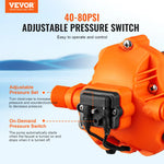 SucceBuy RV Water Pressure Diaphragm Pump 3.3GPM / 3.5GPM / 5.5GPM Adjustable  Priming Sprayer Pump for Camper Marine Boat Lawn